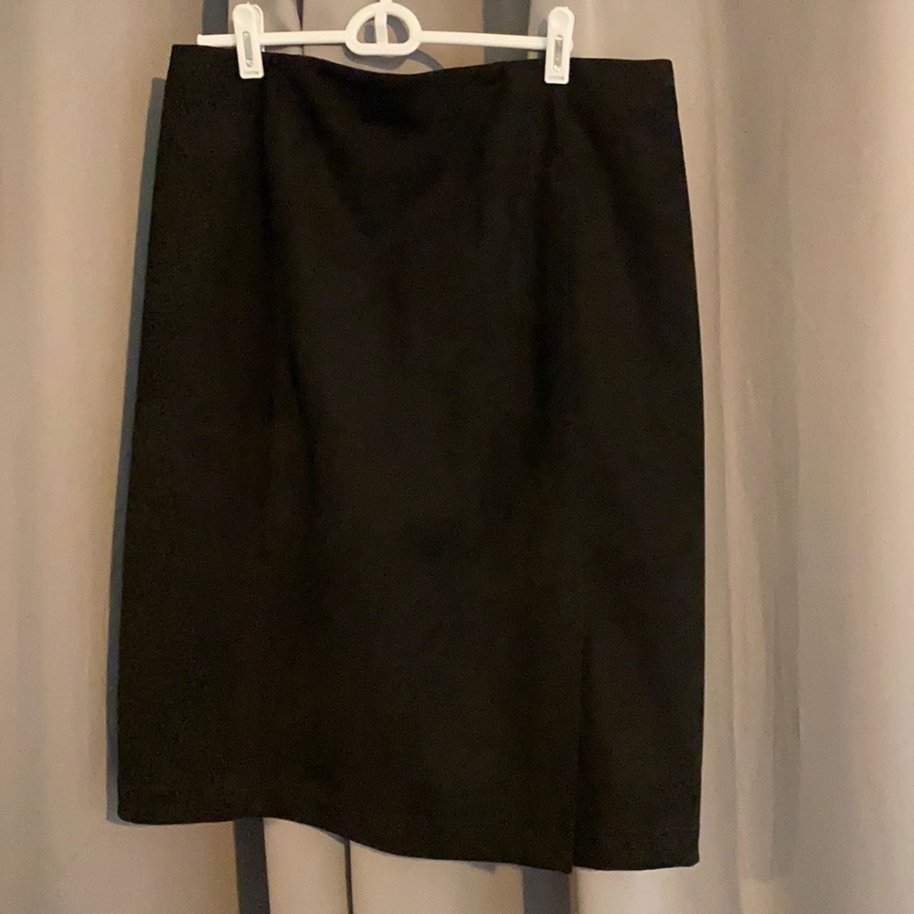Black Faux Suede Pencil Skirt